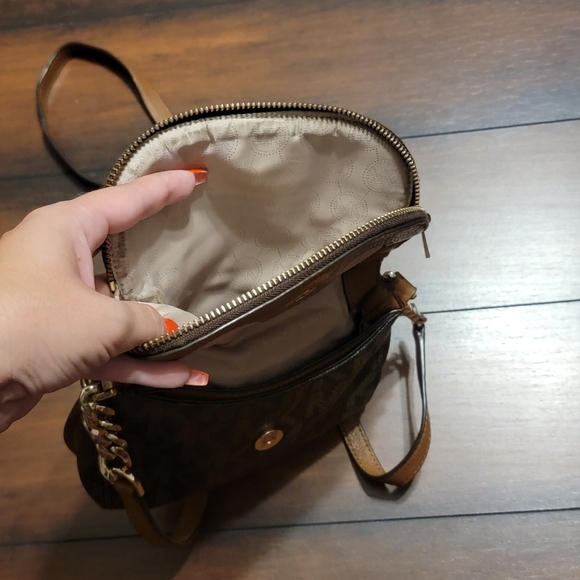 Michael Kors Brown Signature Coated Canvas And Leather Crossbody - Picture 4 of 4